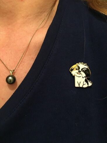 Dog Pin Jewelry White and Black Enamel with Gold Tone for Women, Girls, and Boys, Tac Lapel Bag Pin in Saudi Arabia