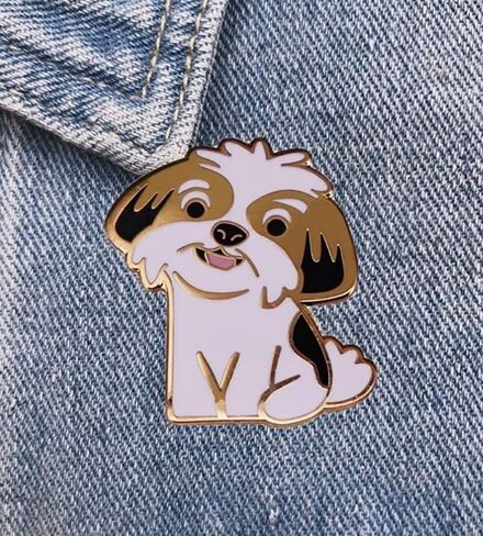 Dog Pin Jewelry White and Black Enamel with Gold Tone for Women, Girls, and Boys, Tac Lapel Bag Pin in Saudi Arabia