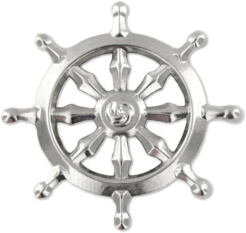 Pinmart Silver Buddhist Wheel Dharmachakra pin in Saudi Arabia