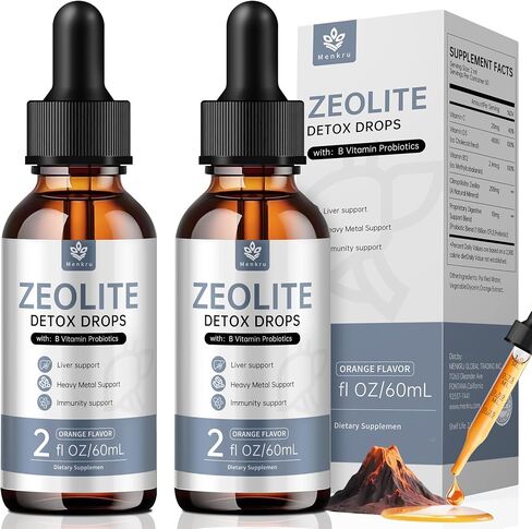 قطرات الزيوليت للبالغين والأطفال - 99 ٪+ Zeolite Clinoptilolite النقي ، مع فيتامين ب ، مزيج بروبيوتيك ، نباتي ، غير المعدلة وراثيا - تدعم صحة المناعة ، مكمل الطاقة والانتباه - 2 fl oz in Kuwait