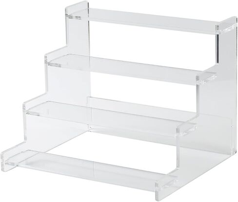 4-Tier Acrylic Display Riser Stand – 22.8x20x18.2cm Clear Perfume Stand for Display on Vanity, Countertops, & Retail Use – Tiered Acrylic Shelf for Figures, Cupcakes, Bottles, & Desserts in Saudi Arabia