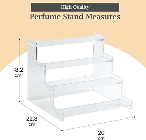 4-Tier Acrylic Display Riser Stand – 22.8x20x18.2cm Clear Perfume Stand for Display on Vanity, Countertops, & Retail Use – Tiered Acrylic Shelf for Figures, Cupcakes, Bottles, & Desserts in Saudi Arabia