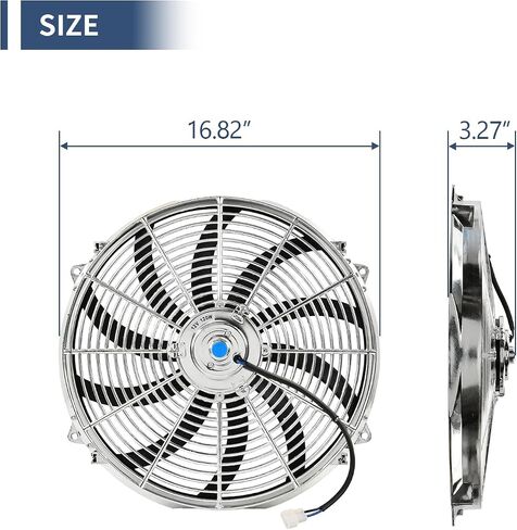 16 Inch Chrome Slim Fan Push Pull Electric Radiator Cooling Fan Universal High Performance 12V 120W Motor with Fan Mounting Kit in Kuwait