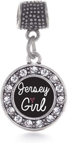 Inspired Silver - Silver Circle Charm for Bracelet with Cubic Zirconia Jewelry in Saudi Arabia