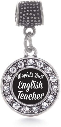 Inspired Silver - Silver Circle Charm for Bracelet with Cubic Zirconia Jewelry in Saudi Arabia