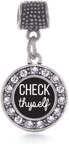 Inspired Silver - Silver Circle Charm for Bracelet with Cubic Zirconia Jewelry in Saudi Arabia