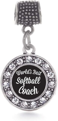 Inspired Silver - Silver Circle Charm for Bracelet with Cubic Zirconia Jewelry in Saudi Arabia