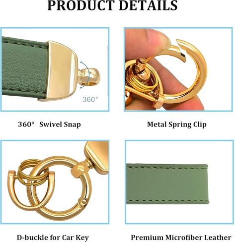 Microfiber Leather Car Keychain Key Fob Key Chain Holder with Anti-Lost D Ring and 2 Key Rings for Women and Men in Kuwait