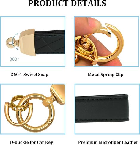 Microfiber Leather Car Keychain Key Fob Key Chain Holder with Anti-Lost D Ring and 2 Key Rings for Women and Men in Kuwait
