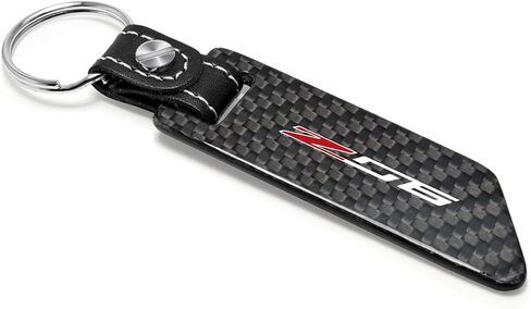 for Chevrolet Corvette C7 Z06 Black Real Carbon Fiber Blade Style with Black Leather Strap Key Chain Keychain, Official Licensed in Saudi Arabia