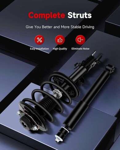 cciyu Complete Struts Shock Absorbers Fits 2003-2007 Murano, Front & Rear Pair, Black, Modern Style, Metal (Steel or Aluminum), SHOCK_ABSORBER, Automotive Suspension Struts in Saudi Arabia