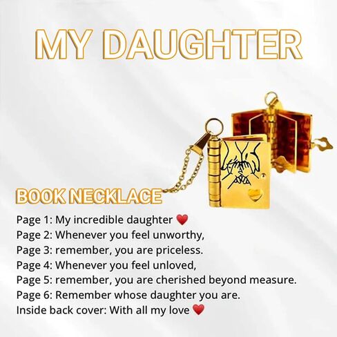 My Little Star Book Necklace, My Incredible Daughter Book Necklace for Daughter, Openable with 6 Pages of Engraved Information, Openable Pendant Adjustable Birthday Day Graduation Gift in Saudi Arabia