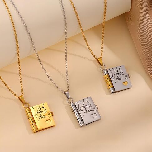 My Little Star Book Necklace, My Incredible Daughter Book Necklace for Daughter, Openable with 6 Pages of Engraved Information, Openable Pendant Adjustable Birthday Day Graduation Gift in Saudi Arabia