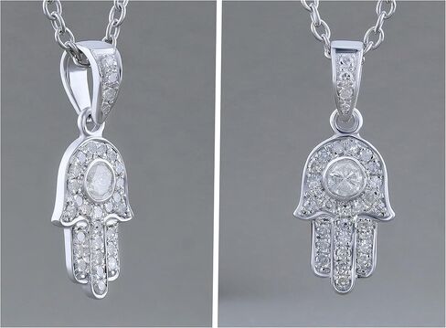 Dazzlingrock Collection 0.17 Cttw Lab Grown Round White Diamond Hamsa Hand of Fatima Charm Pendant for Women, Available in 10K/14K/18K Solid Gold in Saudi Arabia