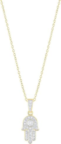 Dazzlingrock Collection 0.17 Cttw Lab Grown Round White Diamond Hamsa Hand of Fatima Charm Pendant for Women, Available in 10K/14K/18K Solid Gold in Saudi Arabia