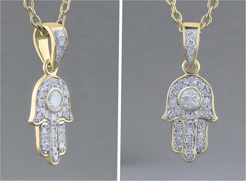 Dazzlingrock Collection 0.17 Cttw Lab Grown Round White Diamond Hamsa Hand of Fatima Charm Pendant for Women, Available in 10K/14K/18K Solid Gold in Saudi Arabia