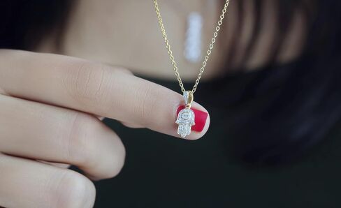Dazzlingrock Collection 0.17 Cttw Lab Grown Round White Diamond Hamsa Hand of Fatima Charm Pendant for Women, Available in 10K/14K/18K Solid Gold in Saudi Arabia