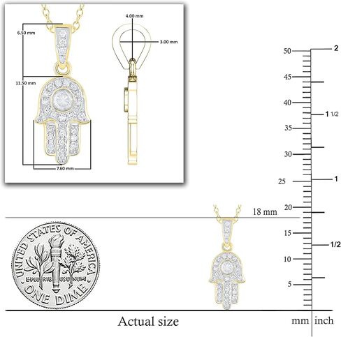 Dazzlingrock Collection 0.17 Cttw Lab Grown Round White Diamond Hamsa Hand of Fatima Charm Pendant for Women, Available in 10K/14K/18K Solid Gold in Saudi Arabia