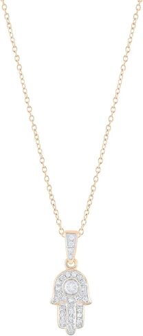 Dazzlingrock Collection 0.17 Cttw Lab Grown Round White Diamond Hamsa Hand of Fatima Charm Pendant for Women, Available in 10K/14K/18K Solid Gold in Saudi Arabia