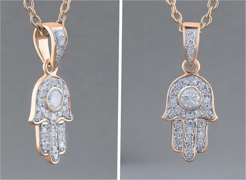 Dazzlingrock Collection 0.17 Cttw Lab Grown Round White Diamond Hamsa Hand of Fatima Charm Pendant for Women, Available in 10K/14K/18K Solid Gold in Saudi Arabia