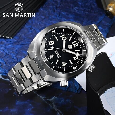 San Martin SN0066G YN55 غوص الرجال مشاهدة زر التحكم في ثنائية الاتجاه الفولاذ المقاوم المقاوم للصدأ على ساعات المعصم الميكانيكية الميكانيكية in Kuwait