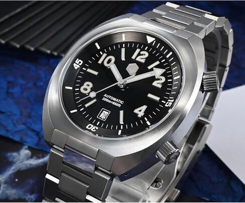 San Martin SN0066G YN55 غوص الرجال مشاهدة زر التحكم في ثنائية الاتجاه الفولاذ المقاوم المقاوم للصدأ على ساعات المعصم الميكانيكية الميكانيكية in Kuwait