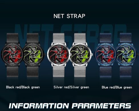 FANMIS Mens Fashion Racing Watch Creative 3D Spinning Car Wheel Rotating Design Stainless Steel Large Dial Skeleton Waterproof Watch,Suitable for Men and Car Enthusiasts in Saudi Arabia