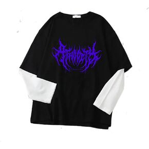 قميص القوطي مزيف من قطعتين بديلة ملابس رجعية فضفاضة طويلة الأكمام القمامة القمامة القمامة in Kuwait