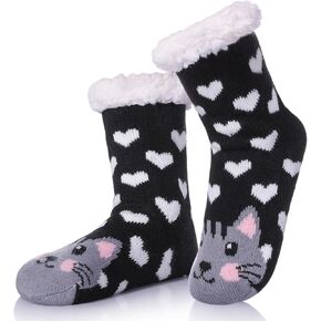TRUEHAN Kids Girls Boys Slipper Socks Soft Thick Cozy Fuzzy Animal Anti-Slip Winter Thermal Christmas Socks Indoor in Kuwait