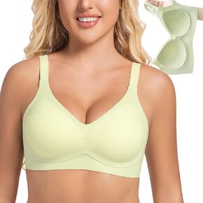 PRETTYWELL Wireless Bras for Women Molded Cup Comfort Seamless Push up No Underwire V-Neck Everyday Bra A to D Cup in Kuwait