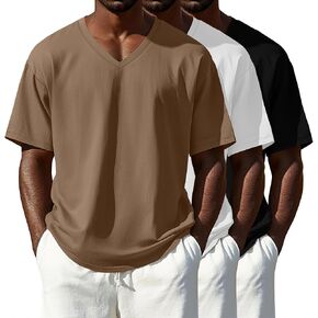 3 Pack Men's Big and Tall Shirts Cotton V Neck L-5xl Plus Size Short Sleeve Soft Casual 2026 Summer Tee in Saudi Arabia