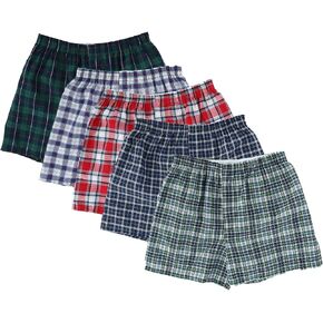 Fruit of the Loom Men's 5 Pack Contemporary Plaid and Stripe Boxer in Kuwait