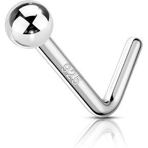 Cocharm 925 Sterling Silver Nose Stud 20g l على شكل أنف حلقة طارقة لطيف الأنف ثقب مسمار أعلى الكرة مجوهرات ثقب للنساء للرجال نهاية الكرة 1.5 مم 2 مم 2.5 مم 3 مم in Kuwait