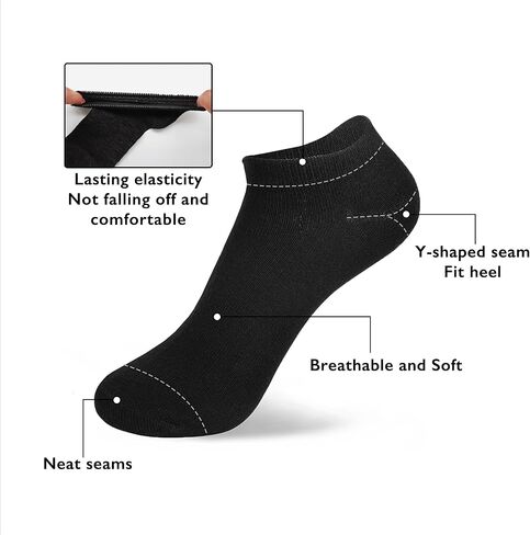 DarkCom Low Cut Ankle Socks for Women and Men, 8 Pairs Thin Seamless Cotton Socks in Kuwait