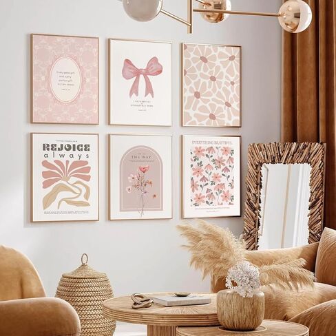 QQG Christian Wall Art Prints مجموعة من 6 آيات الكتاب المقدس الوردي صور جدار ديكور بوهو معرض الكتاب المقدس المطبوعات المطبوعات ملصقات جمالية من أجل غرفة النوم شقة نوم 8x10in in Saudi Arabia