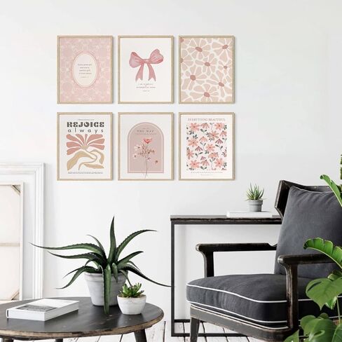 QQG Christian Wall Art Prints مجموعة من 6 آيات الكتاب المقدس الوردي صور جدار ديكور بوهو معرض الكتاب المقدس المطبوعات المطبوعات ملصقات جمالية من أجل غرفة النوم شقة نوم 8x10in in Saudi Arabia