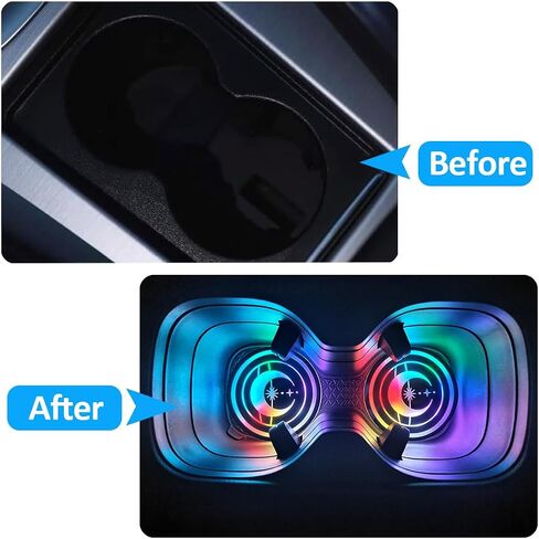 2 PCS LED LED LIGHT FOR CAR ، 7 ألوان تغيير حامل كوب شحن USB إدراج الوقايات ، وقائحة السيارات LED ، وسادة الكأس اللوزية الداخلية الغلاف الجوي مصباح مصباح الديكور in Kuwait