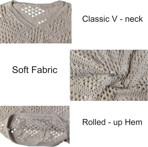 NASKY Women’s Casual Knit Pullover Hollow-Out 3/4 Batwing Sleeve Lightweight and Comfortable Boho Chic Summer Sweater in Kuwait