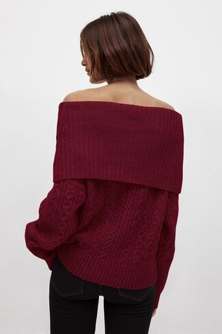 MASCOMODA Womens Sweaters Off The Shoulder Long Sleeve Cable Knit Sweater Loose Chunky Pullover Dressy Work Tops Fall Fashion in Saudi Arabia