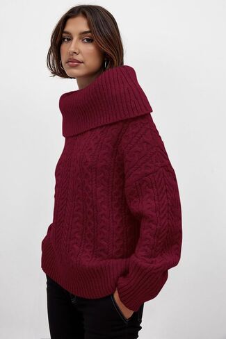MASCOMODA Womens Sweaters Off The Shoulder Long Sleeve Cable Knit Sweater Loose Chunky Pullover Dressy Work Tops Fall Fashion in Saudi Arabia