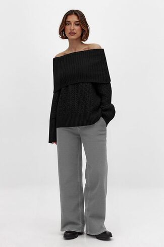 MASCOMODA Womens Sweaters Off The Shoulder Long Sleeve Cable Knit Sweater Loose Chunky Pullover Dressy Work Tops Fall Fashion in Saudi Arabia