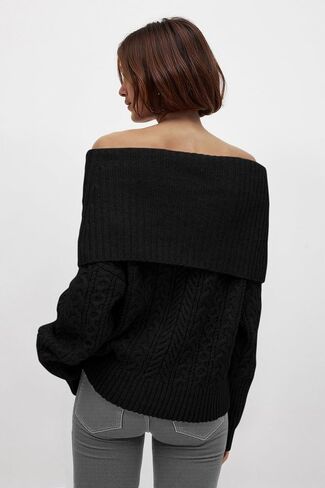 MASCOMODA Womens Sweaters Off The Shoulder Long Sleeve Cable Knit Sweater Loose Chunky Pullover Dressy Work Tops Fall Fashion in Saudi Arabia