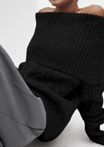 MASCOMODA Womens Sweaters Off The Shoulder Long Sleeve Cable Knit Sweater Loose Chunky Pullover Dressy Work Tops Fall Fashion in Saudi Arabia