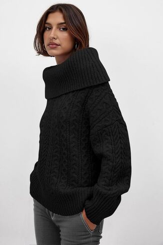 MASCOMODA Womens Sweaters Off The Shoulder Long Sleeve Cable Knit Sweater Loose Chunky Pullover Dressy Work Tops Fall Fashion in Saudi Arabia
