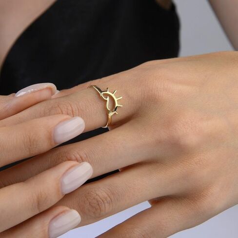 14k Gold Sun and Waves Ring Dainty Ocean Wave Rin Sunset Ring Gold Womens Ring Statement Jewelry for Women Gift for Her in Saudi Arabia