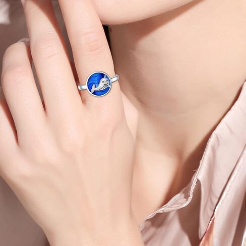 POPKIMI Narwhal Rings Sterling Silver Rings Minimalist Jewelry Whale Rings Narwhal Gift for Women in Saudi Arabia