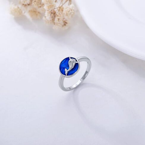 POPKIMI Narwhal Rings Sterling Silver Rings Minimalist Jewelry Whale Rings Narwhal Gift for Women in Saudi Arabia