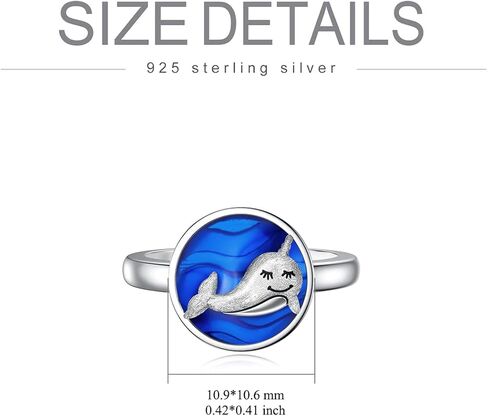 POPKIMI Narwhal Rings Sterling Silver Rings Minimalist Jewelry Whale Rings Narwhal Gift for Women in Saudi Arabia