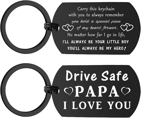 ENGZHI Papa Fathers Day from Girl Boy Gifts, Drive Safe Papa Keychain, Christmas Birthday Present from Kids in Saudi Arabia