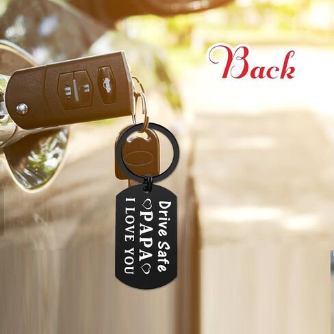 ENGZHI Papa Fathers Day from Girl Boy Gifts, Drive Safe Papa Keychain, Christmas Birthday Present from Kids in Saudi Arabia